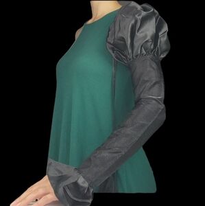 NWOT black satin puff shoulder flare cuff add on sleeve arm warmers arm covers